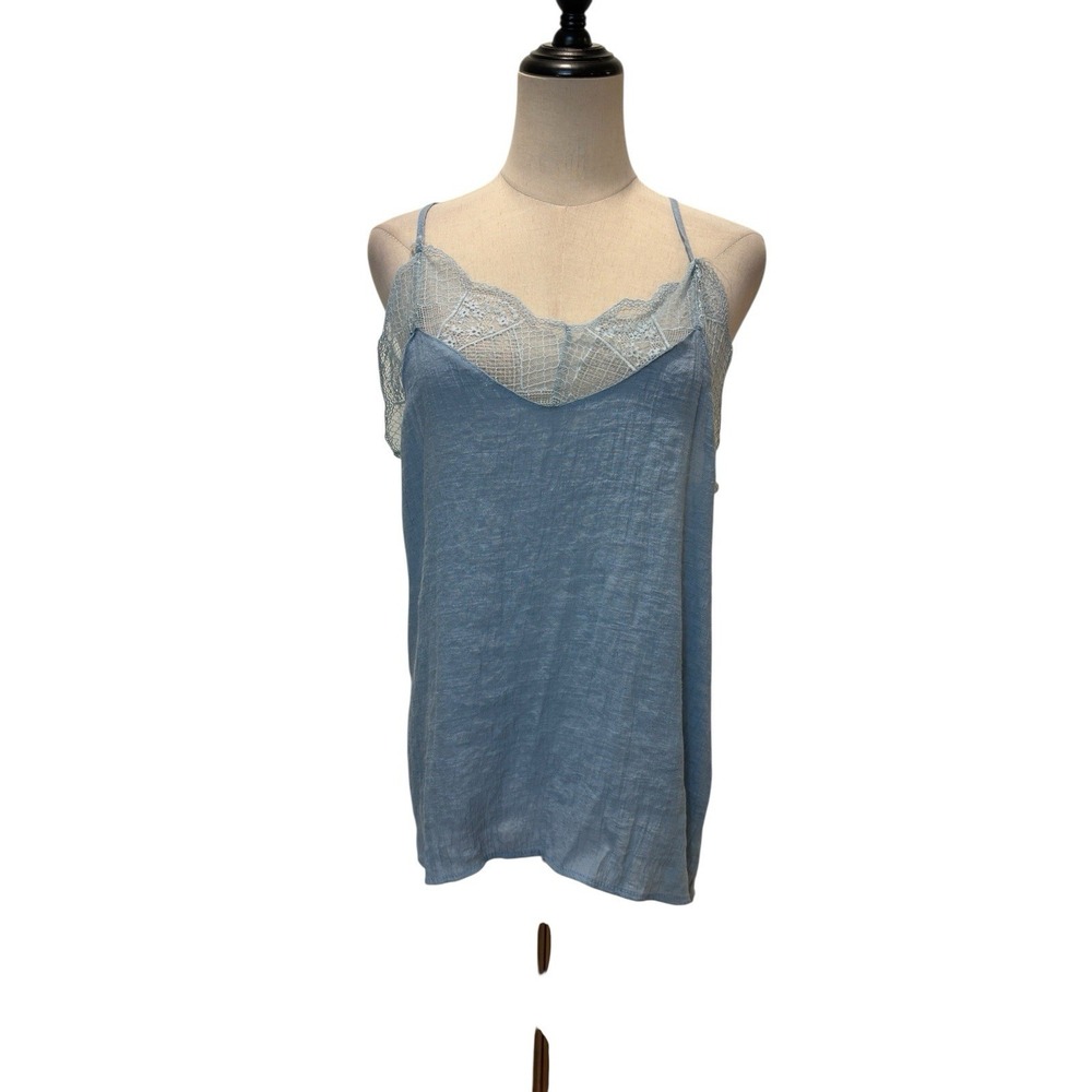 Baby Blue Women's Tank Top Camisole Racer Back Lace Sz L Boho Soft Girl Basic‎